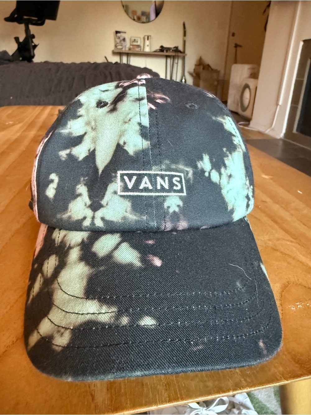 Vans Black Tie-Dye Logo Cap with Mint Accents